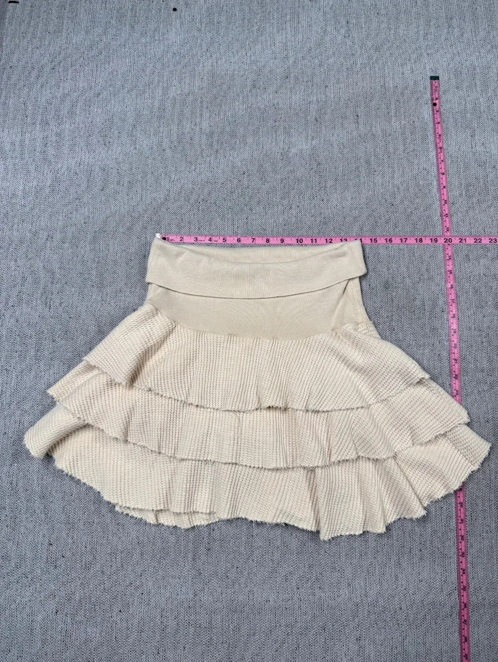 Free People Cream Ruffle Knit Skirt XL/TG Made in India